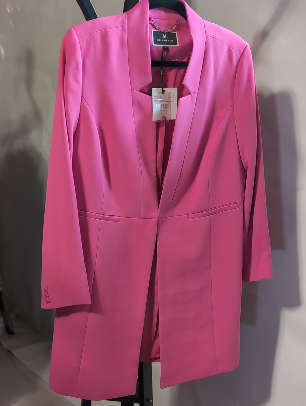 Melanie Lyne Jacket/Top – NEW, Size 14 - Women's Pink Longline Blazer Coat